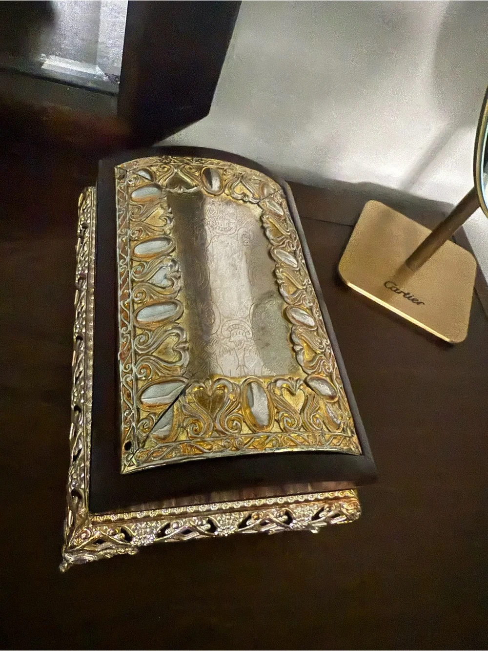 Ornate Gold and Mahogany Decorative Jewelry Box - Home Accents